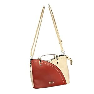 ZZMY Brown and Cream Crossbody Bag Leather